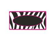 Smart Blonde Black White Zebra Pink Border Black Center Oval Vanity Metal Novelty License Plate Tag Sign