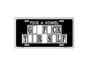 Smart Blonde Pick A Vowel Novelty Vanity Metal License Plate Tag Sign