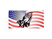 Smart Blonde American Flag Praying Hands Novelty Vanity Metal License Plate Tag Sign