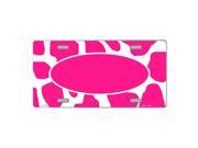 Smart Blonde Pink White Giraffe Print With Pink Center Oval Customizable Vanity Metal Novelty License Plate Tag
