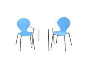 Gift Mark Modern Childrens Table and 2 Chair Set with Chrome Legs Blue Color Chairs