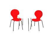 Gift Mark Modern Childrens Table and 2 Chair Set with Chrome Legs Red Color Chairs