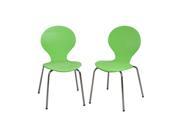 Gift Mark Modern Childrens 2 Chair Set with Chrome Legs Green Color