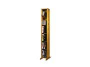Cdracks Solid Oak 6 Row Dowel DVD Cabinet Tower Capacity 80 DVD s Honey Oak Finish