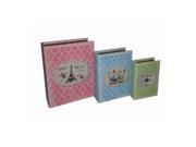 Cheungs Home Decorative Accent Set of 3 Multicolored Book Box with Different Design Eiffle Tower Bike and Fleur de Lis