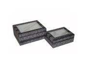 Cheungs Home Decorative Set of 2 Blue Gray Faux Snake Skin Box with Mirrored Top