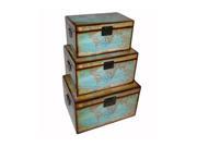 Cheungs Home Decorative Set of 3 World Map Trunk