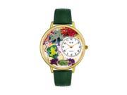 Frogs Hunter Green Leather And Goldtone Watch G0140001
