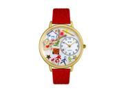Preschool Teacher Red Leather And Goldtone Watch G0640003