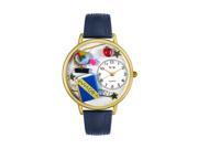 History Teacher Navy Blue Leather And Goldtone Watch G0640006