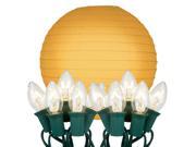LumaBase Patio Lawn Tree Hanging Electric String Light Cord with Round Paper Lanterns 10 Sunflower Orange 10Ct