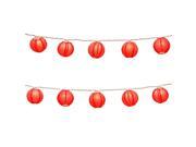 LumaBase Party Festive Lighting Electric String Light Round Paper Lanterns 3 Red 10 Count
