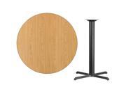 42 Round Natural Laminate Table Top with 33 x 33 Bar Height Table Base
