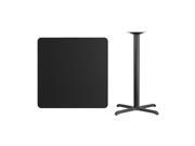 36 Square Black Laminate Table Top with 30 x 30 Bar Height Table Base
