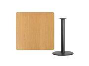42 Square Natural Laminate Table Top with 24 Round Bar Height Table Base