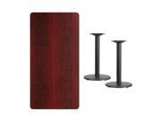 30 x 60 Rectangular Mahogany Laminate Table Top with 18 Round Table Height Bases
