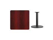 36 Square Mahogany Laminate Table Top with 24 Round Table Height Base