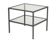 Studio Designs Home Camber One Shelf Pewter End Table with Clear Glass