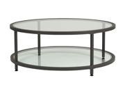 Studio Designs Home Camber Round Pewter Coffee Table with Clear Glass