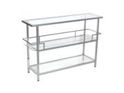 Studio Designs Home Chrome Portico Bar Table with Clear Glass