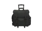 SUNRISE All Black Soft Sided Nylon Professional Rolling Makeup Case with Drawers Bags HK6703