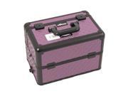 Purple Diamond Rolling Aluminum Cosmetic Makeup Case French Door Opening with Large Drawers and Easy Slide and Extendable Trays with Dividers I3266