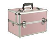 SUNRISE Pink Smooth Easy Slide Extendable Trays Professional Cosmetic Makeup Case with Dividers HK3401