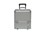 SUNRISE 4 Tiers Easy Slide Accordion Trays Silver Dot Pattern Professional Rolling Makeup Case with Dividers C6033