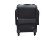 Black Soft Sided Professional 4 Wheels Carry on Removable Rolling Makeup Case with 4 Tiers Easy Slide Trays Dividers and Shoulder Strap C6403