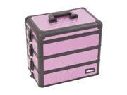 Purple Diamond Professional Rolling Aluminum Cosmetic Makeup Case French Door Opening with Large Drawers and Stackable Trays with Dividers I3366