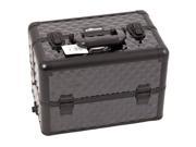 SUNRISE Black Diamond Professional Rolling Aluminum Cosmetic Makeup Case French Door Opening with Split Drawers and Multiple Expandable Trays I3665