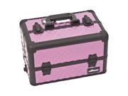 Purple Diamond Professional Rolling Aluminum Cosmetic Makeup French Door Opening Case with Large Drawers Extendable Trays and Brush Holder I3566