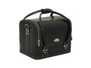 SUNRISE 4 Tiers Expandable Trays Roll Top Black Leather Like Professional Makeup Beauty Train Case C3025
