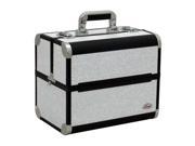 SUNRISE White Krystal 6 Tiers Accordion Trays Professional Cosmetic Makeup Large Case with Dividers C3029
