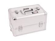 Silver Dot Professional Rolling Aluminum Cosmetic Makeup French Door Opening Case with Large Drawers Extendable Trays and Brush Holder I3566