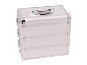 SUNRISE Silver Dot Professional Rolling Aluminum Cosmetic Makeup Case French Door Opening with Large Drawers and Stackable Trays with Dividers I3366