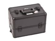SUNRISE Black Dot Professional Rolling Aluminum Cosmetic Makeup Case French Door Opening with Split Drawers and Multiple Expandable Trays I3665