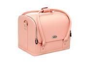 SUNRISE 4 Tiers Expandable Trays Roll Top Pink Leather Like Professional Makeup Beauty Train Case C3025