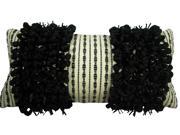 Design Accents Hand Woven Poly Nubs Funberry 2 Tone Twin Stripe Pillow Ivory Black 14 x28
