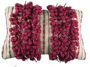 Design Accents Hand Woven Poly Nubs Funberry 2 Tone Twin Stripe Pillow Ivory Fuschia 14 x20
