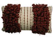 Design Accents Hand Woven Poly Nubs Funberry 2 Tone Twin Stripe Pillow Cinnabar Ivory 14 x28
