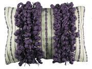 Design Accents Hand Woven Poly Nubs Funberry 2 Tone Twin Stripe Pillow Ivory Grape 14 x20