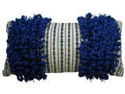 Design Accents Hand Woven Poly Nubs Funberry 2 Tone Twin Stripe Pillow Ivory Blue 14 x28