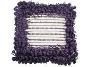 Hand Woven Poly Nubs Funberry 2 Tone Border Pillow Ivory Grape 18 Inches X18 Inches