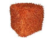 Hand Woven Pouf Plush Mulberry Orange Square 18 Inches X18 Inches X18 Inches