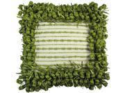 Hand Woven Poly Nubs Funberry 2 Tone Border Pillow Ivory Lime 18 Inches X18 Inches