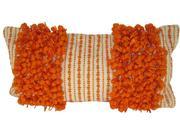 Design Accents Hand Woven Poly Nubs Funberry 2 Tone Twin Stripe Pillow Ivory Orange 14 x28