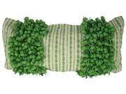 Design Accents Hand Woven Poly Nubs Funberry 2 Tone Twin Stripe Pillow Ivory Green 14 x28