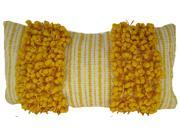 Design Accents Hand Woven Poly Nubs Funberry 2 Tone Twin Stripe Pillow Ivory Yellow 14 x28