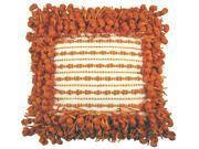 Hand Woven Poly Nubs Funberry 2 Tone Border Pillow Ivory Orange 18 Inches X18 Inches